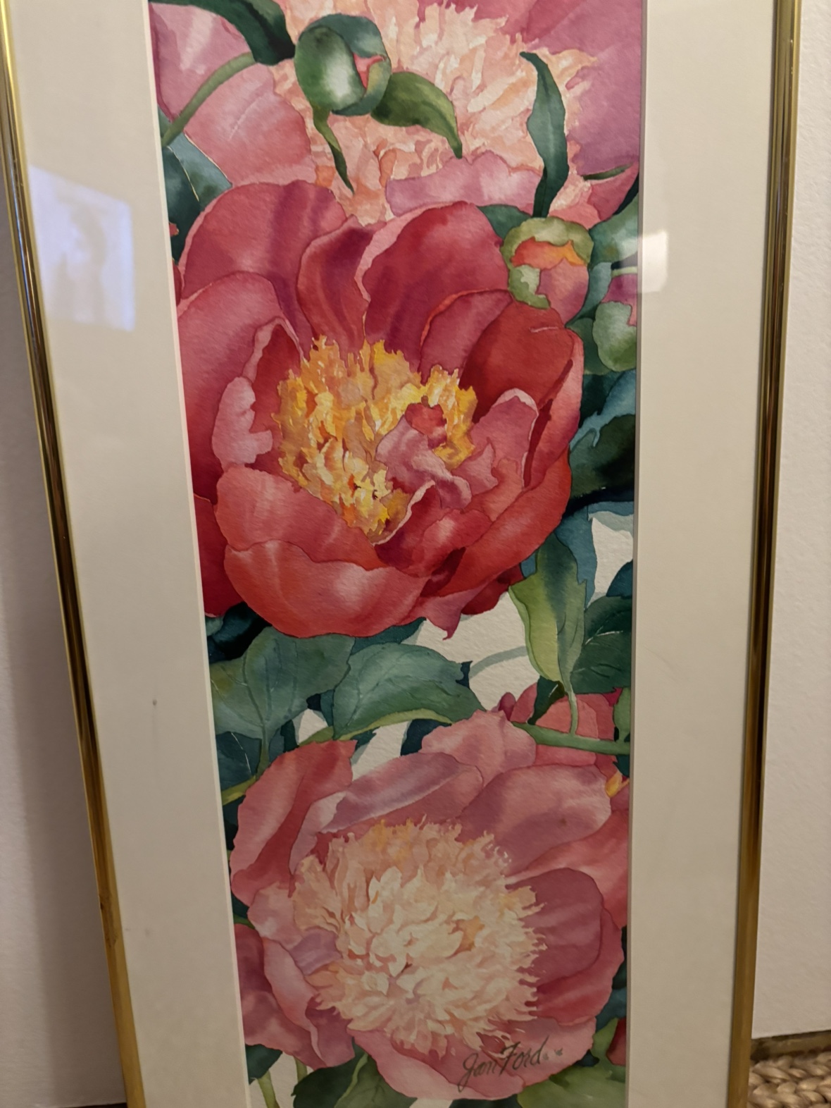 Pink peony watercolor framed artwork - photo 2