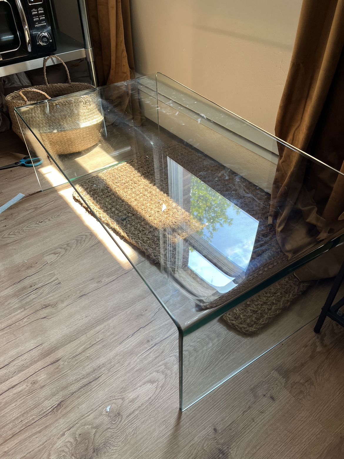 Waterfall glass coffee table