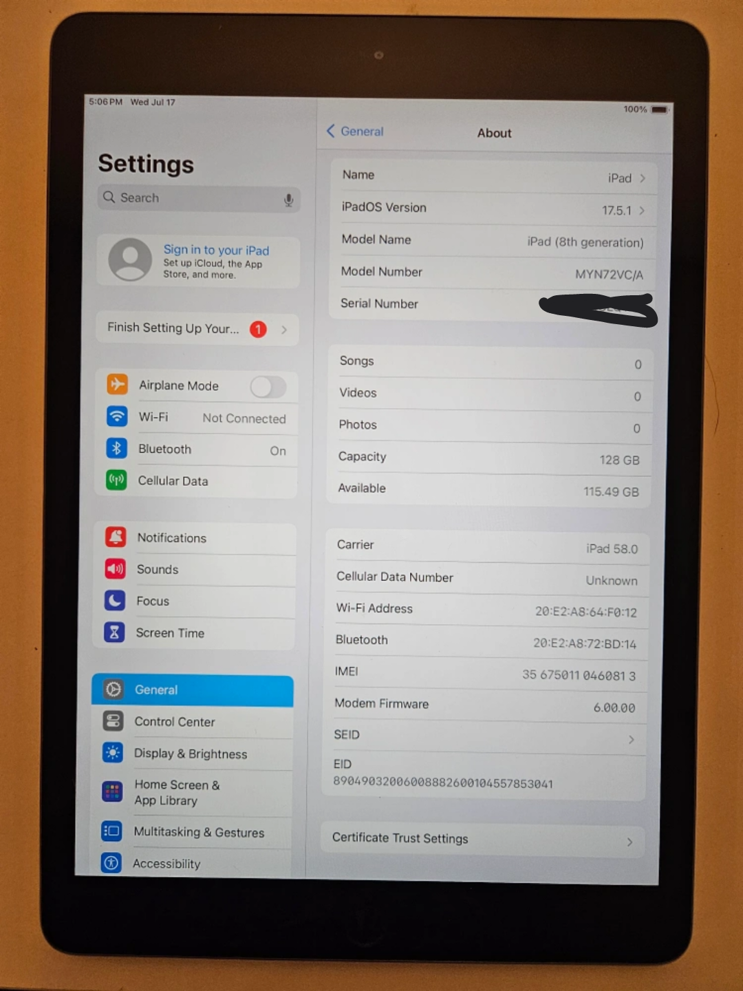 iPad 8th gen 128gb wifi+cell