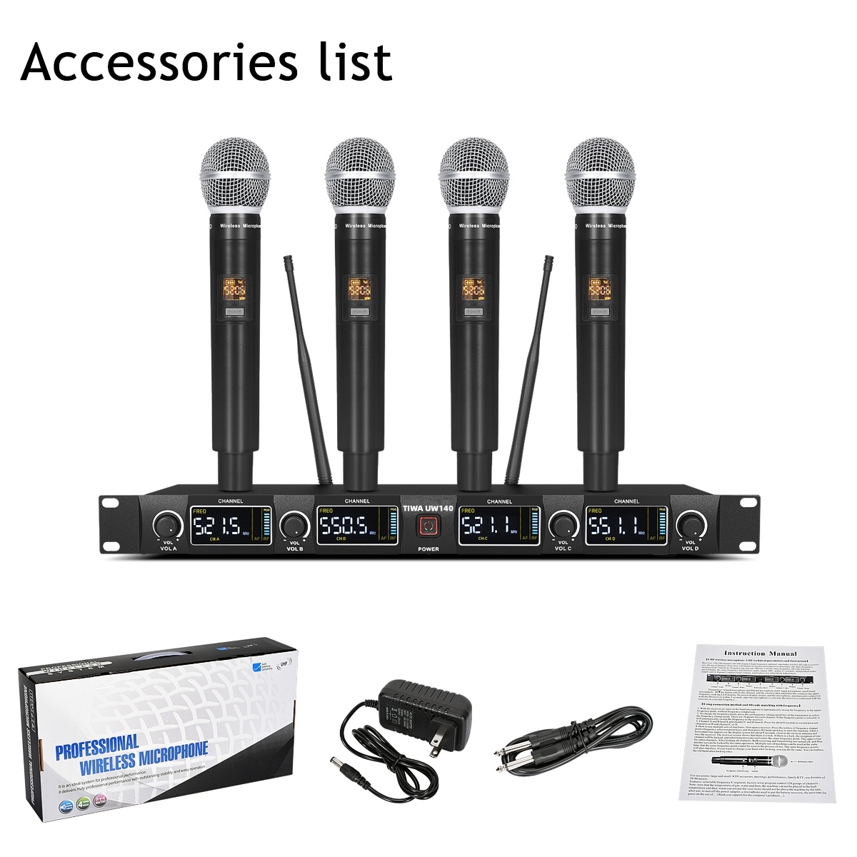 Wireless handheld microphone for church/speech/karaoke