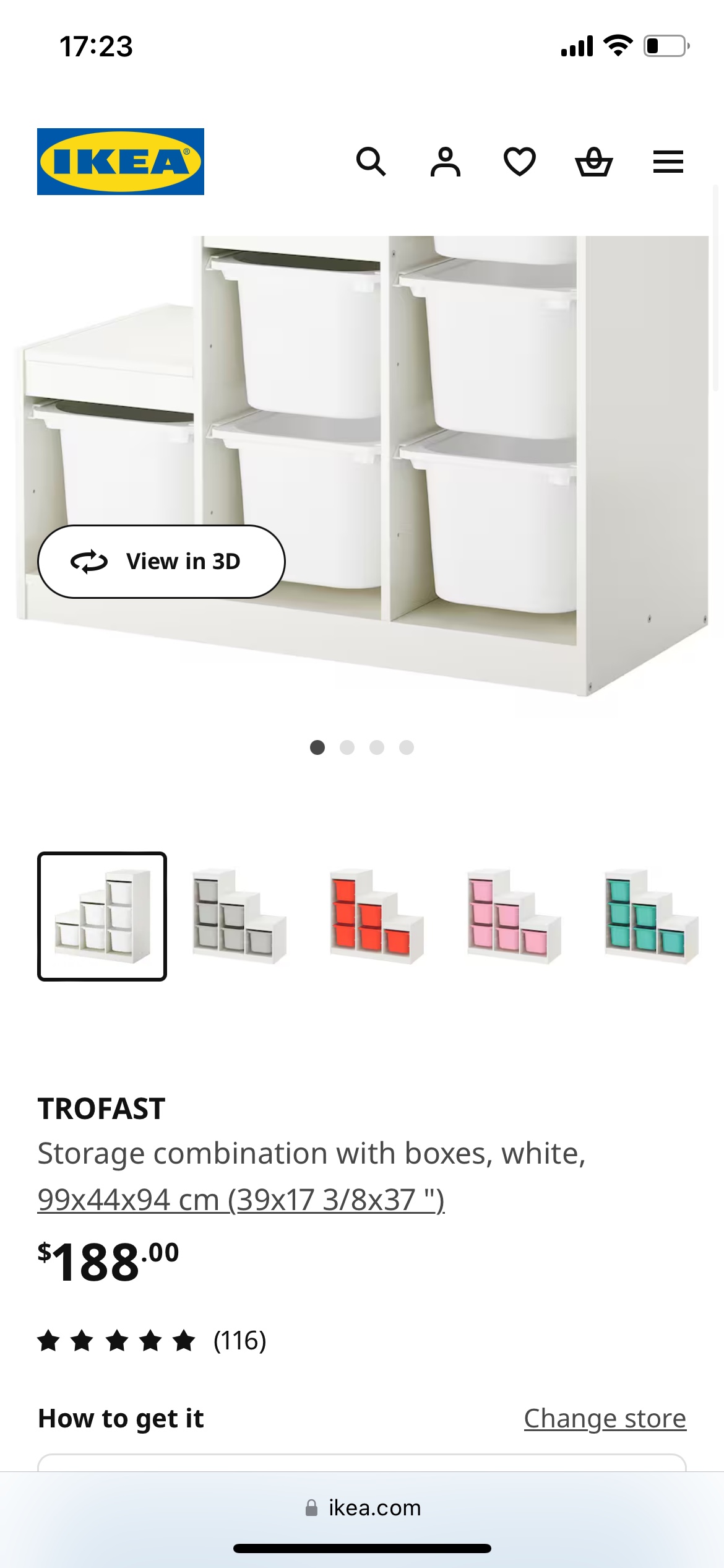 IKEA Trofast Storage combination with 6 boxes, white image indicator(2)