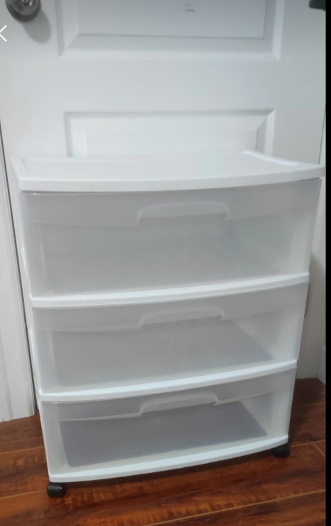 3 Drawer White Wide Cart with wheels