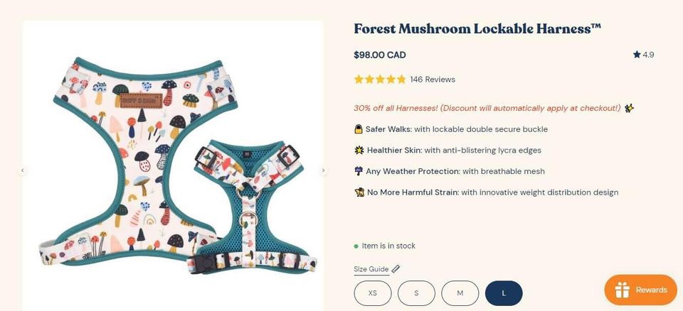 *New* Mushroom Mesh Harness (L)- back clip - Sniff and Bark image indicator(5)