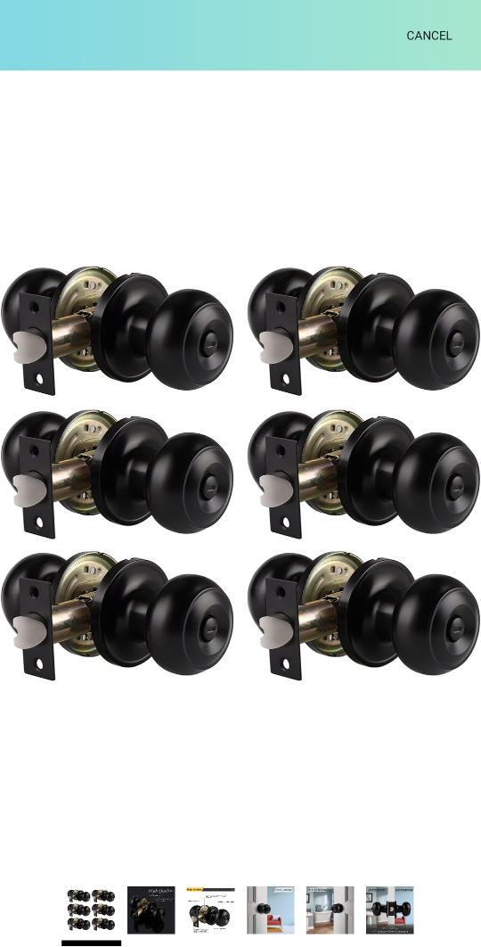 Probrico Interior Matte Black Privacy Door Knobs thumbnail