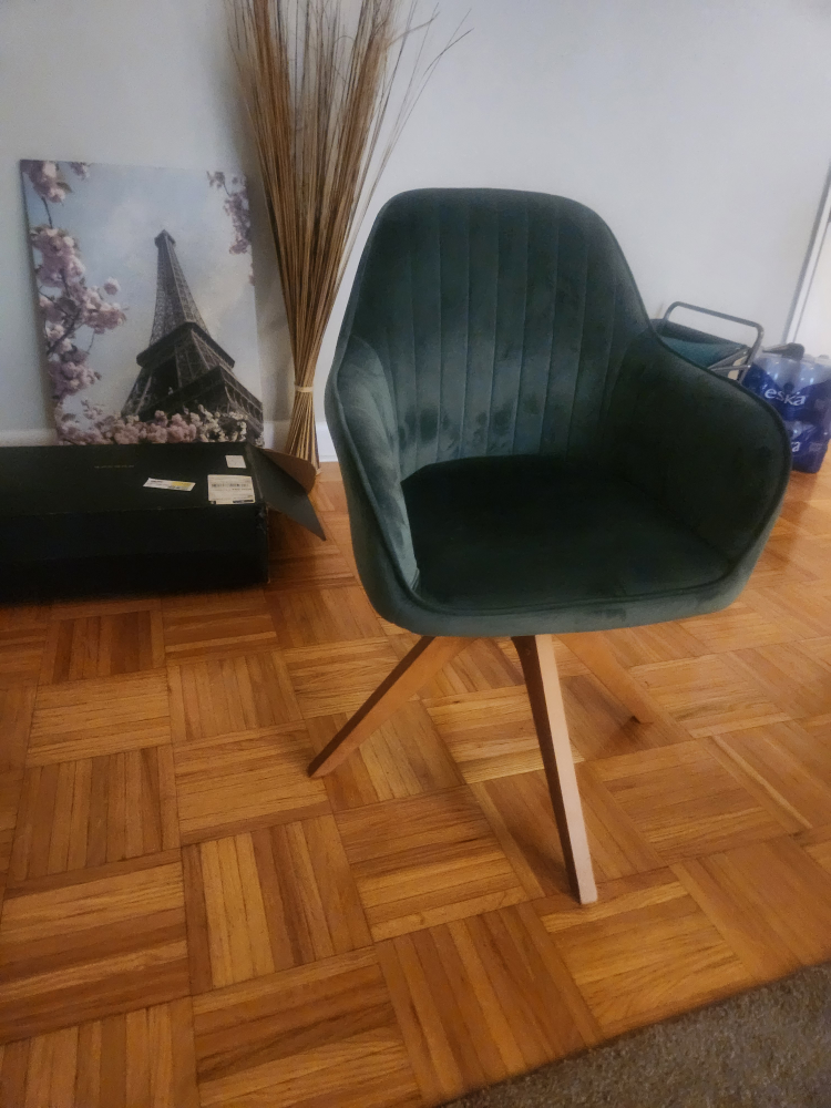 GREEN VELVET SWIVEL CHAIR