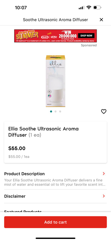 Ellia Aroma diffuser with LED lights thumbnail