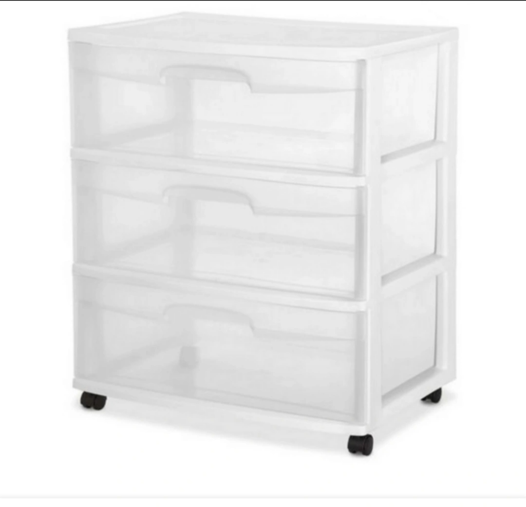 3 Drawer White Wide Cart with wheels - photo 2