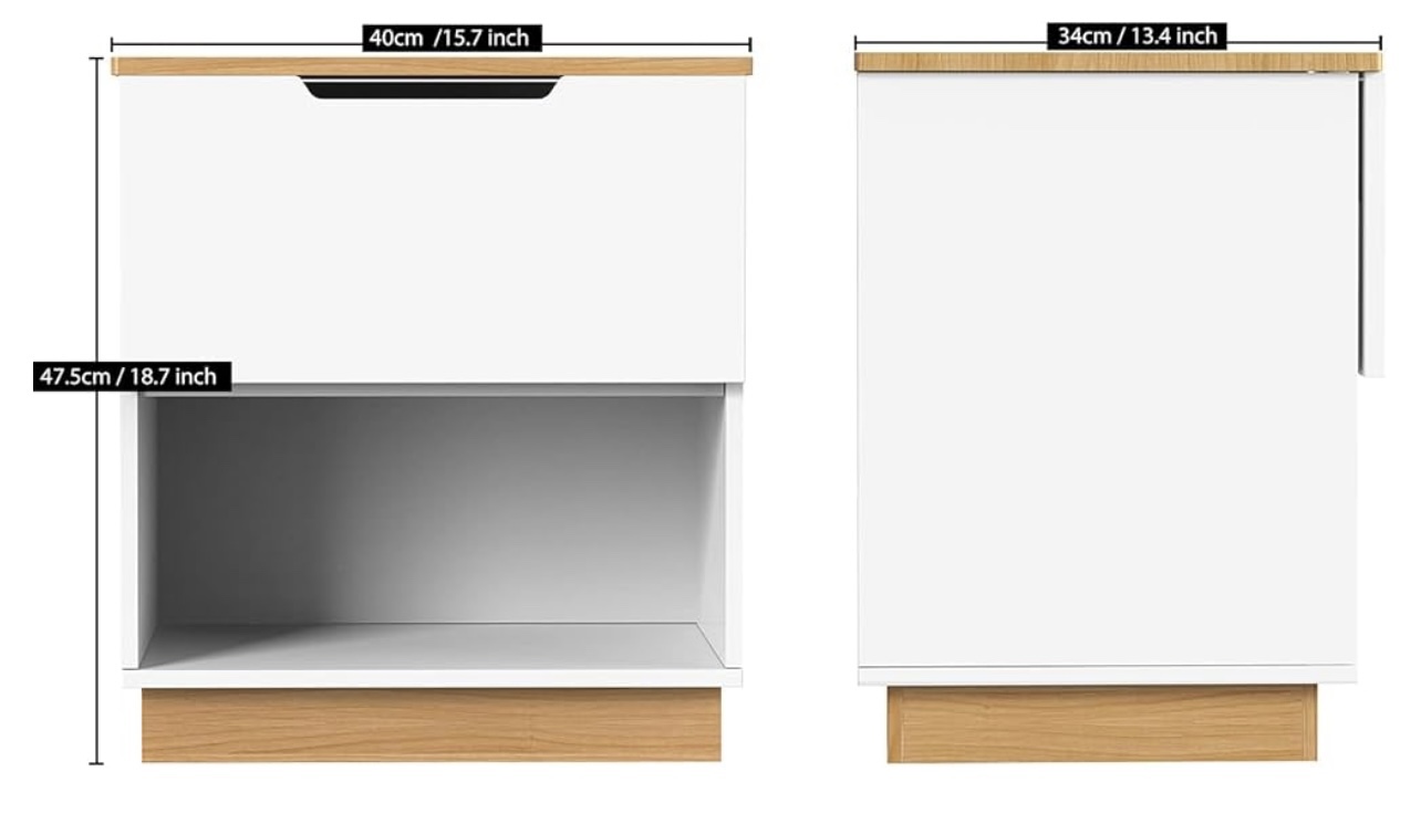 Two Elekin Nightstand with Drawer - photo 5