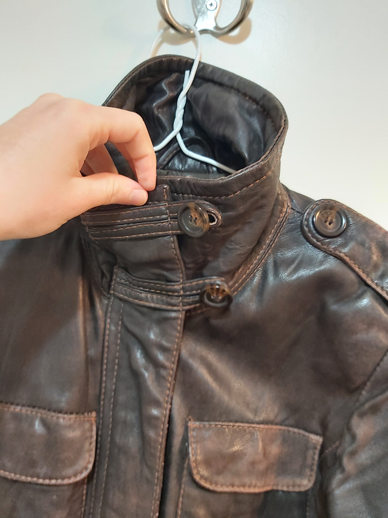 DANIER LEATHER brown jacket, size XXS image indicator(3)