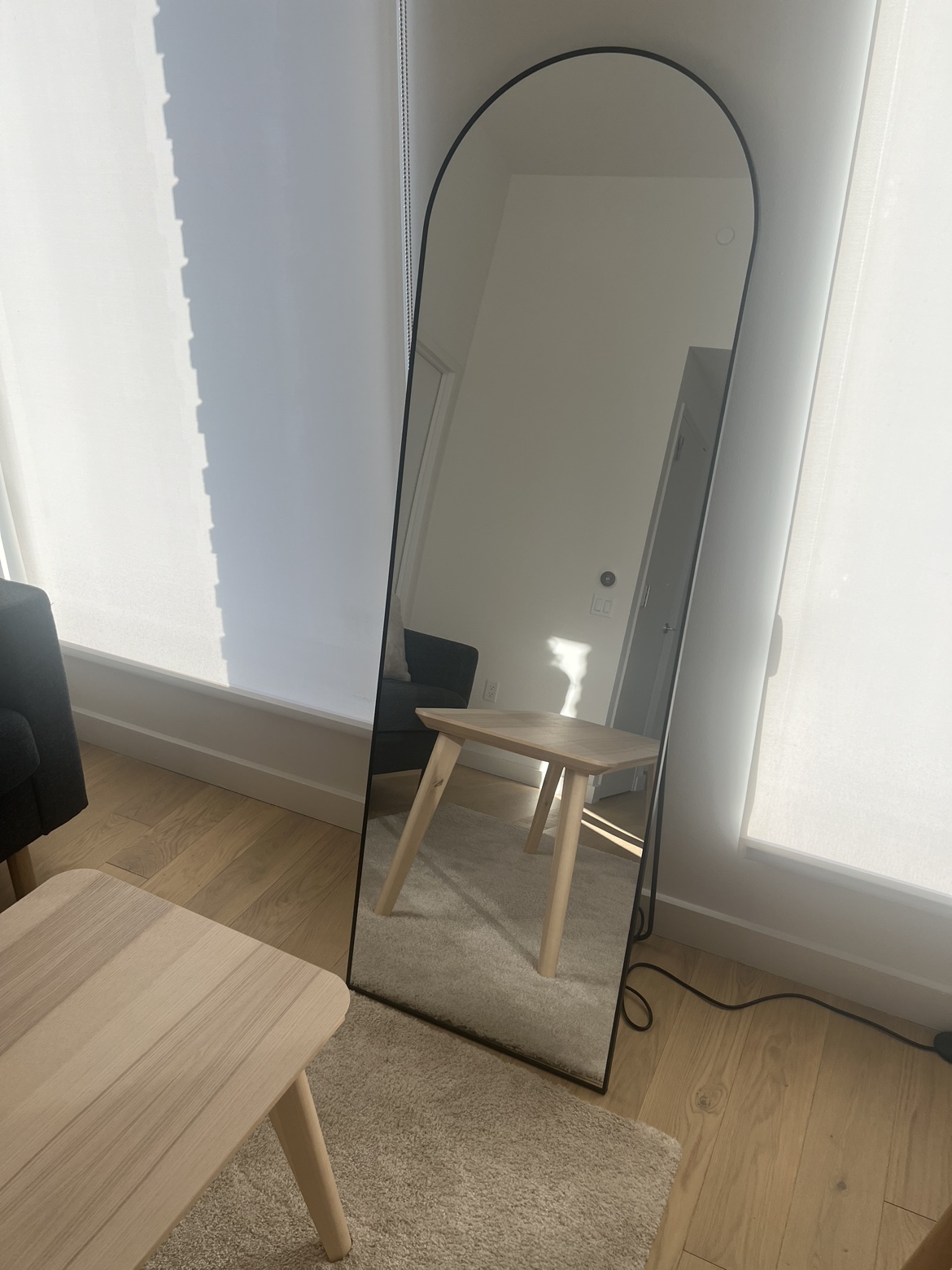 Full length arched floor mirror
