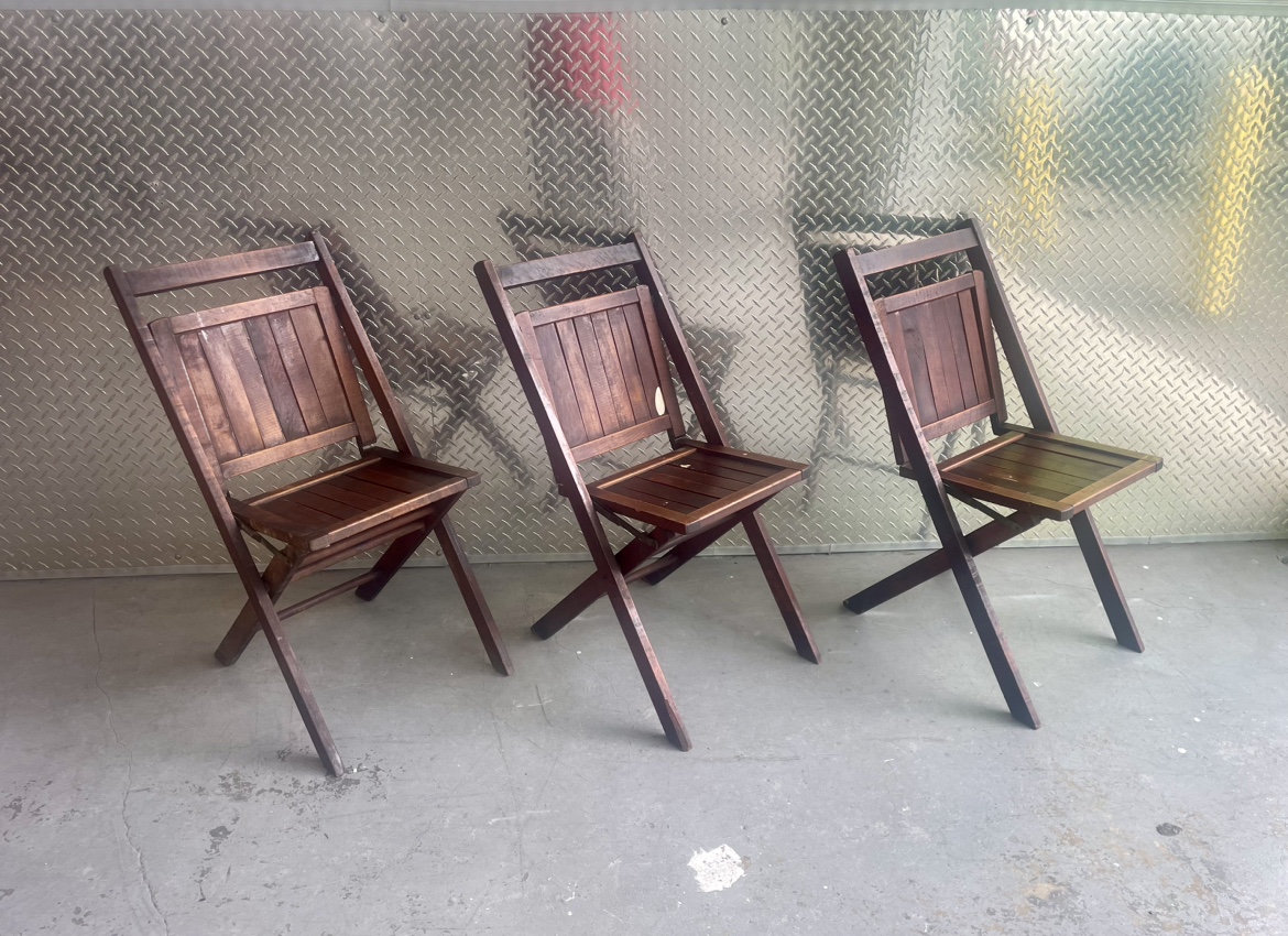 Vintage Simmons Company Antique Wooden Slats Folding Chair