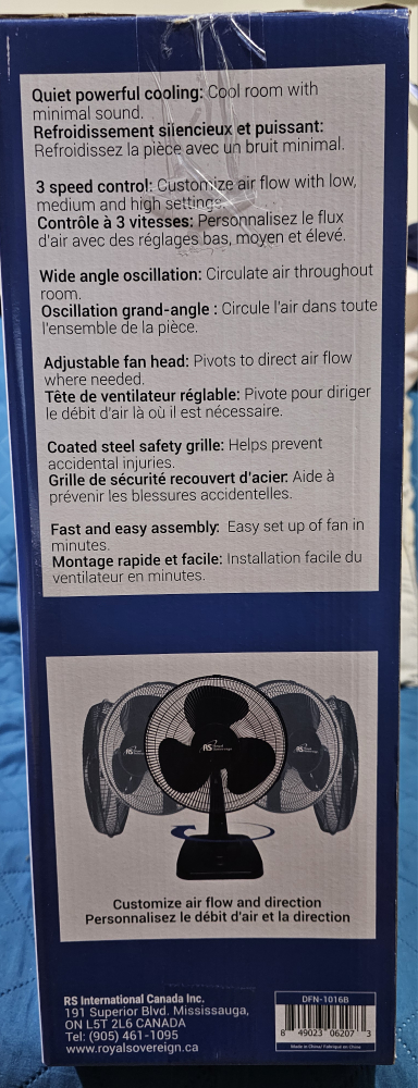 BNIB Royal Sovereign 16" Oscillating Desk Fan image indicator(4)