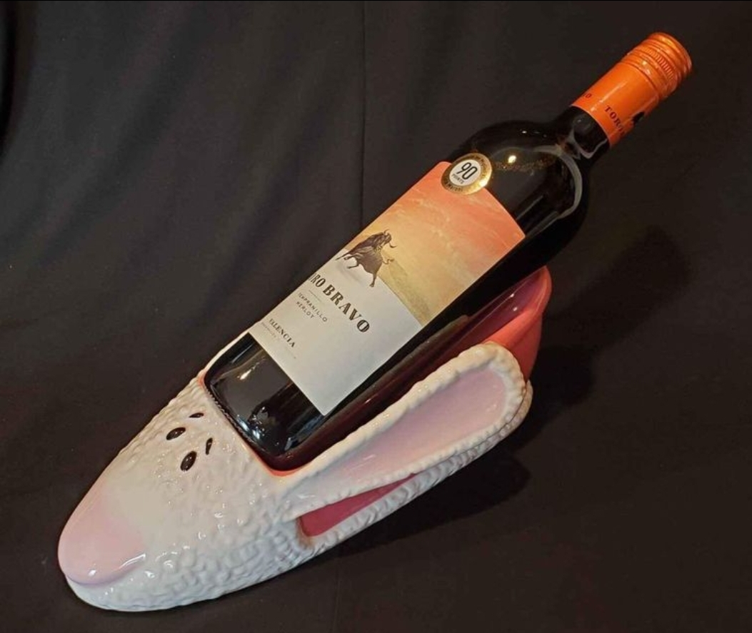 Wine Bottle Holder, Ceramic, ''Hallmark Maxine'', Vintage