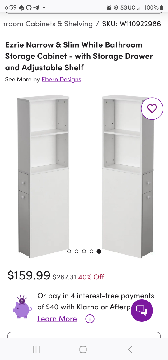Tall Slim Bathroom Shelf with Drawer - photo 2