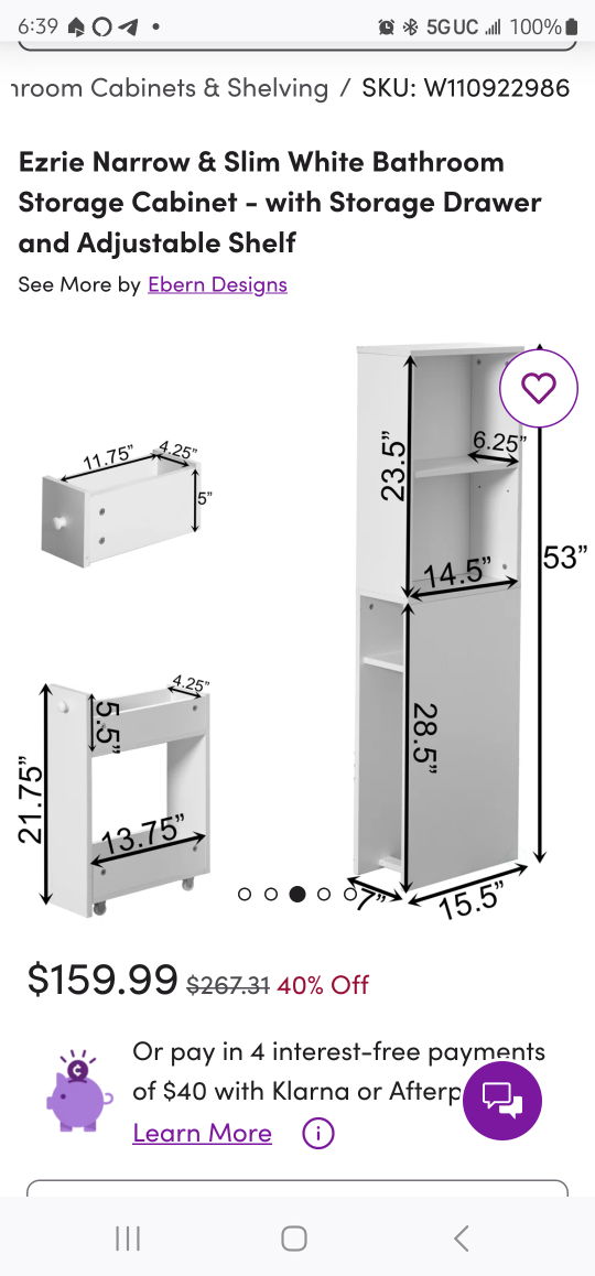Tall Slim Bathroom Shelf with Drawer - photo 3