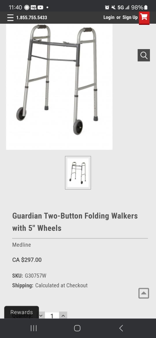 New Guardian Two Buttons Folding Walker With 5" Wheels9 image indicator(6)