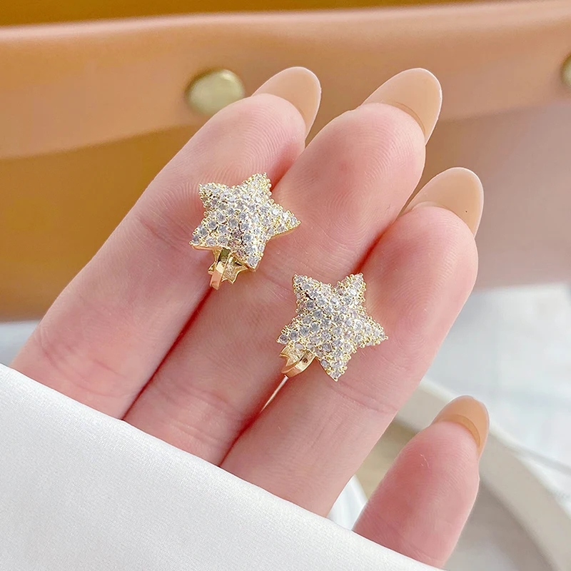 Mini inlaid rhinestones Starfish double sided lovely earrings thumbnail