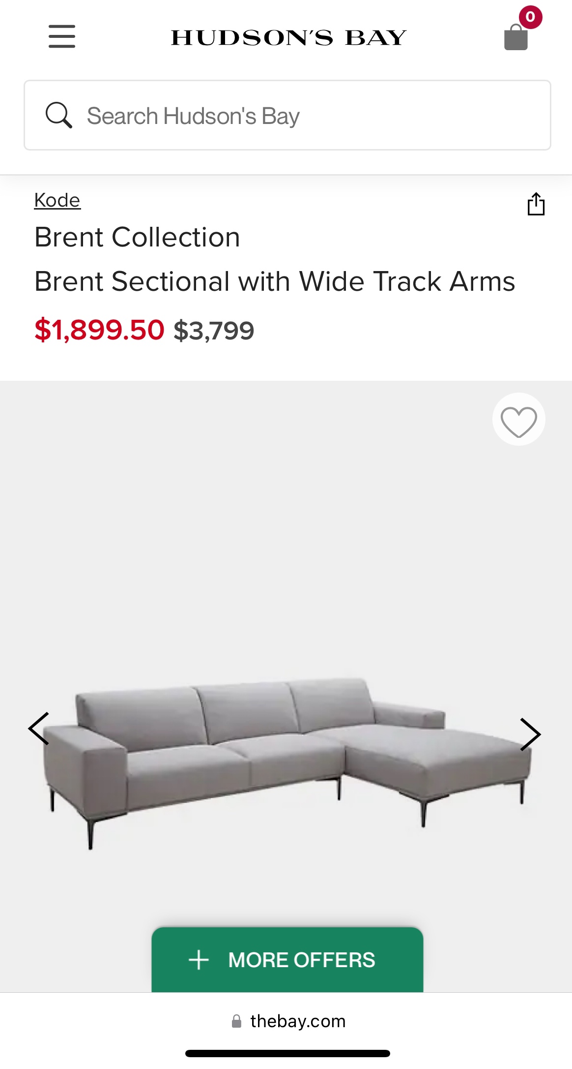 Moving Sale/ Brent Sectional with Wide Track Arms (sofa / couch)