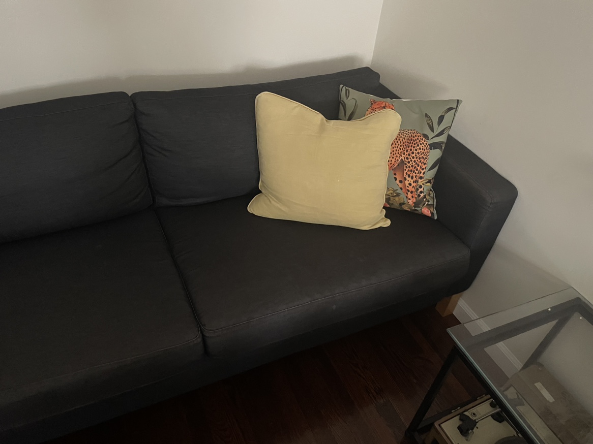 Sofa w/ navy blue denim fabric - photo 3