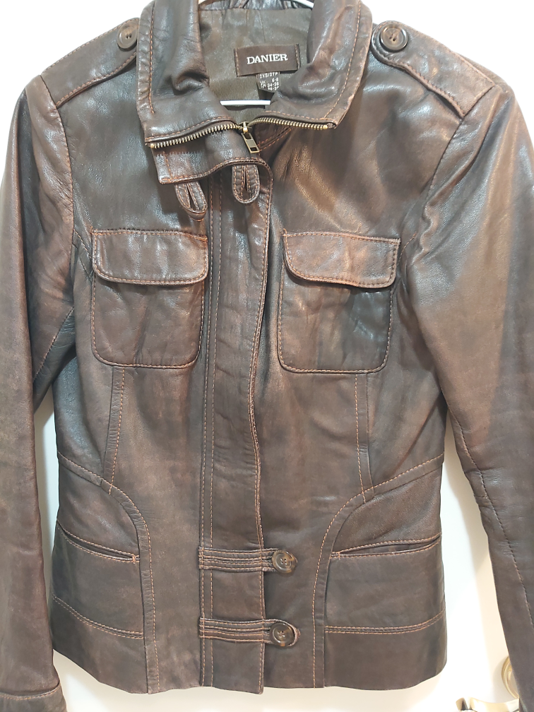 DANIER LEATHER brown jacket, size XXS image indicator(2)