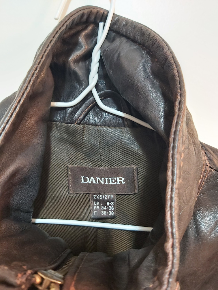 DANIER LEATHER brown jacket, size XXS image indicator(4)