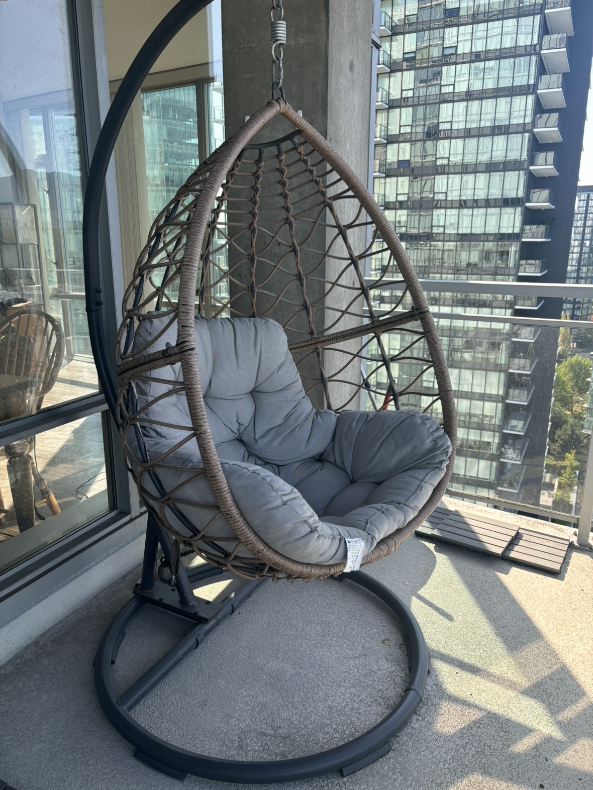 Canvas all weather outdoor patio swing egg chair + stand