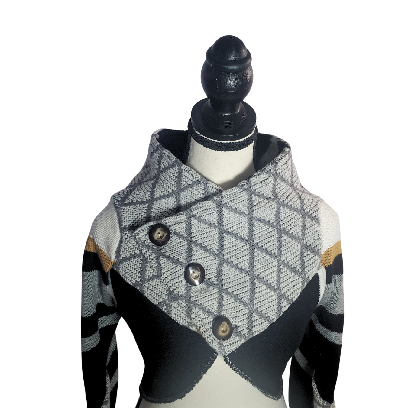 Designer Recycled Asymmetrical Cropped Knot Sweater - photo 4