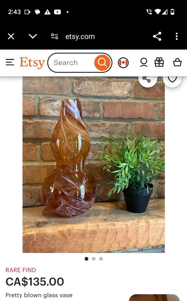 MCM Large Handblown Amber Vase image indicator(4)