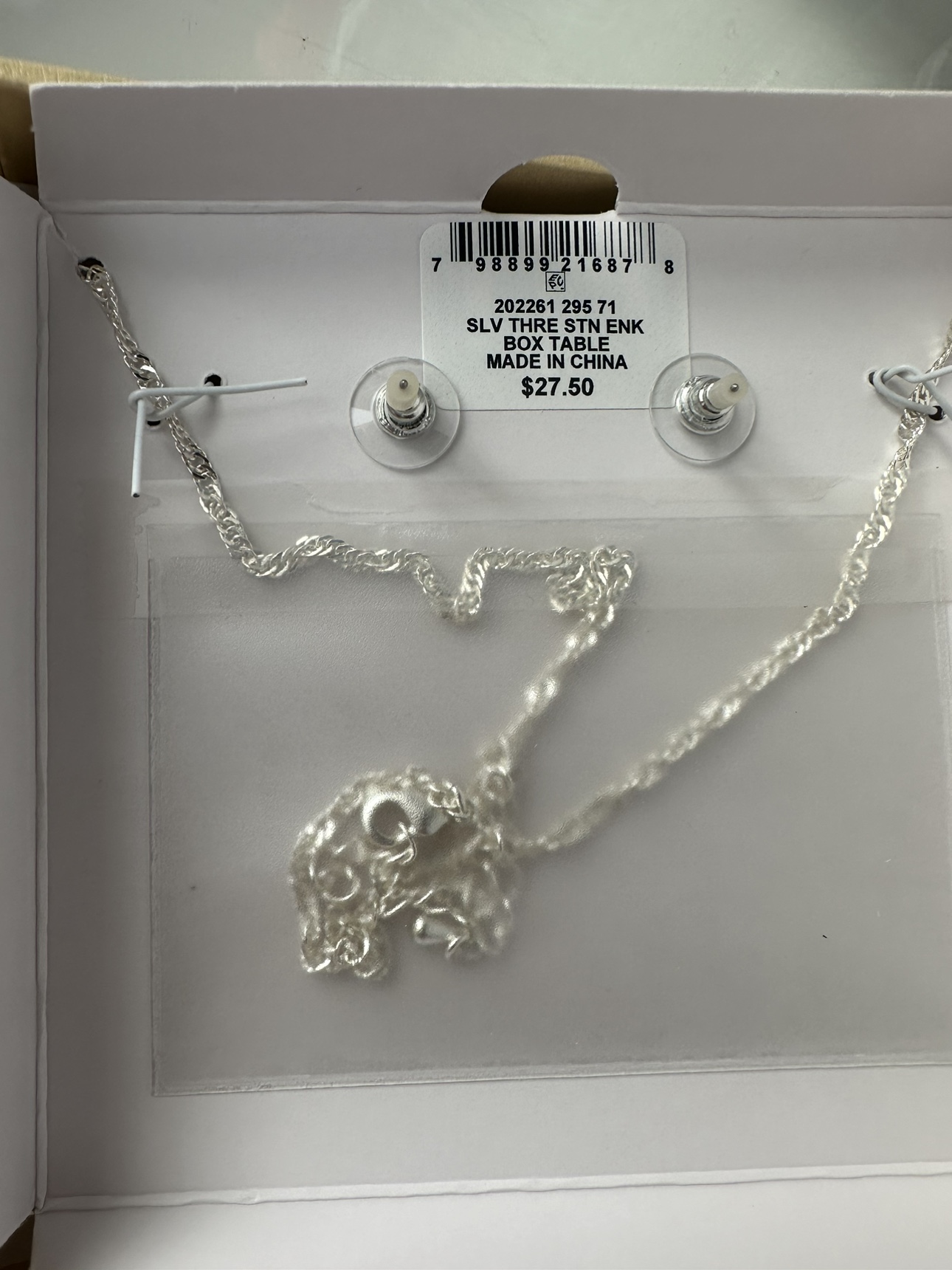 Charter club set of silver earrings and necklace
