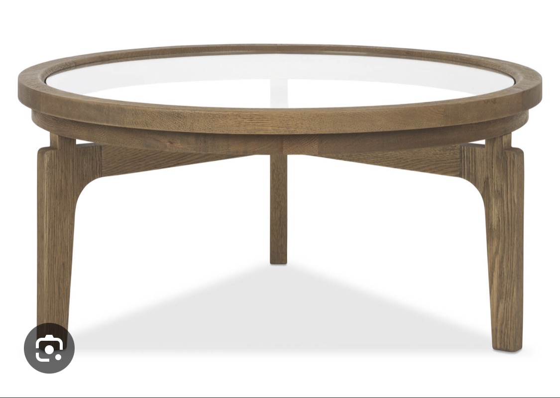 Urban Barn Solid oak wood coffee table with tempered glass top - photo 3