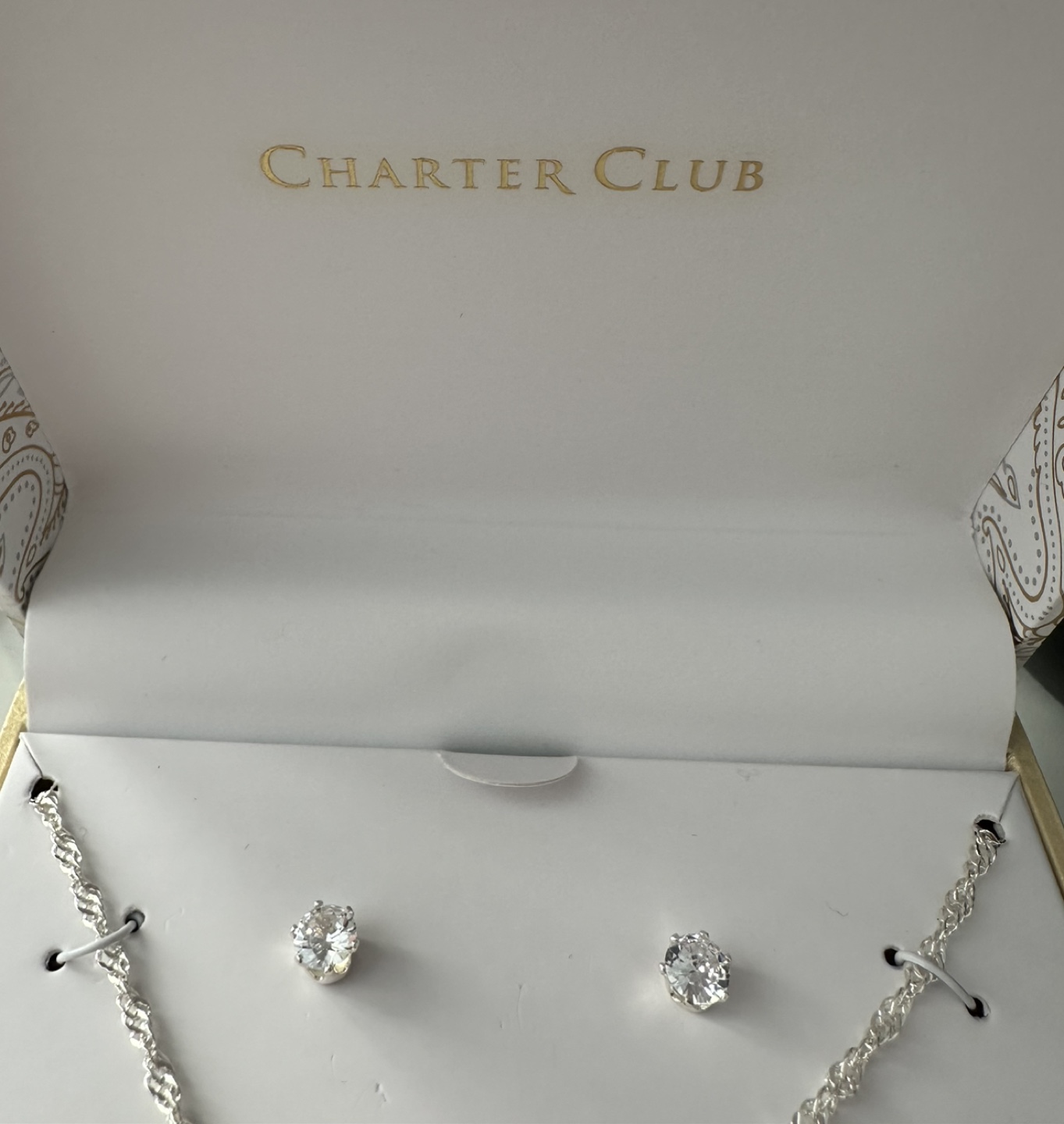 Charter club set of silver earrings and necklace - photo 3