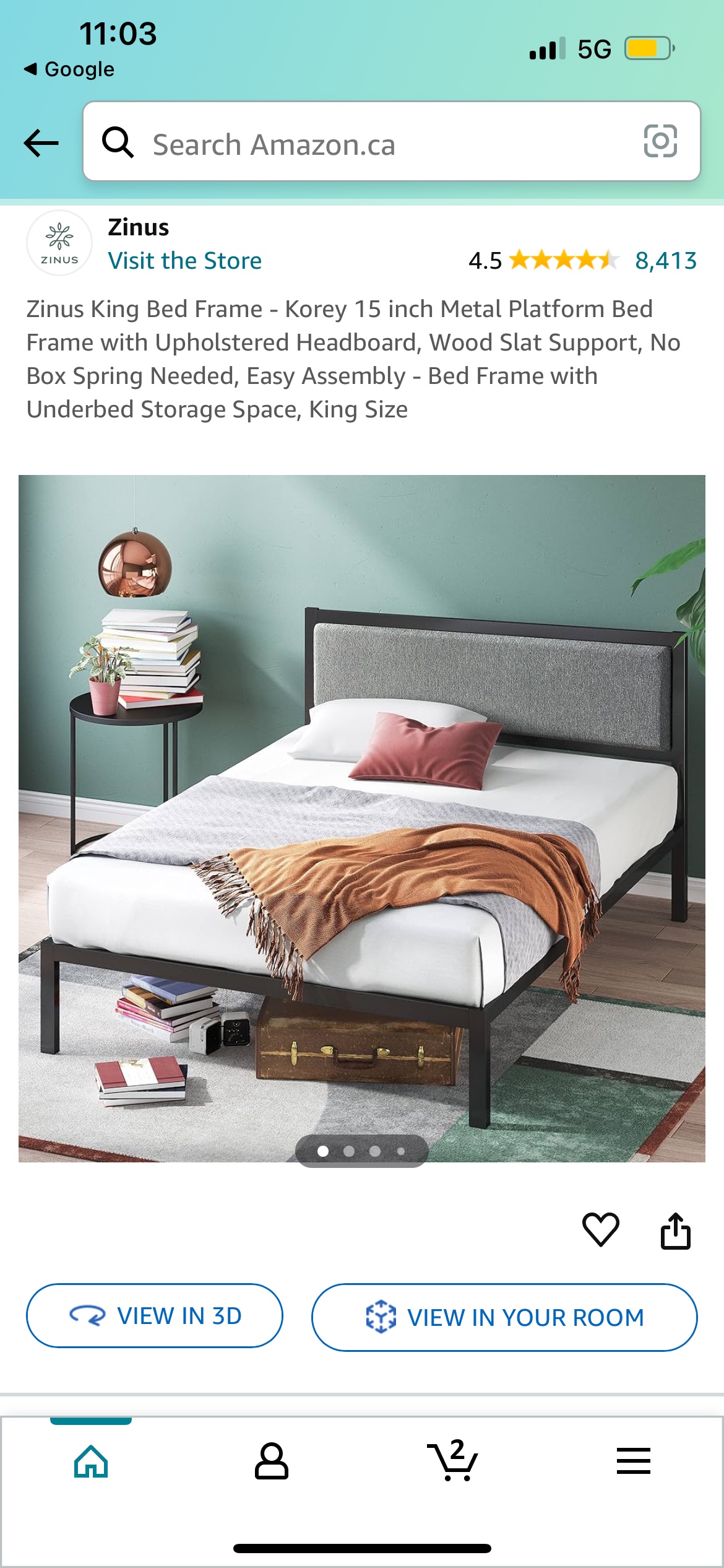 King bed frame with upholstered