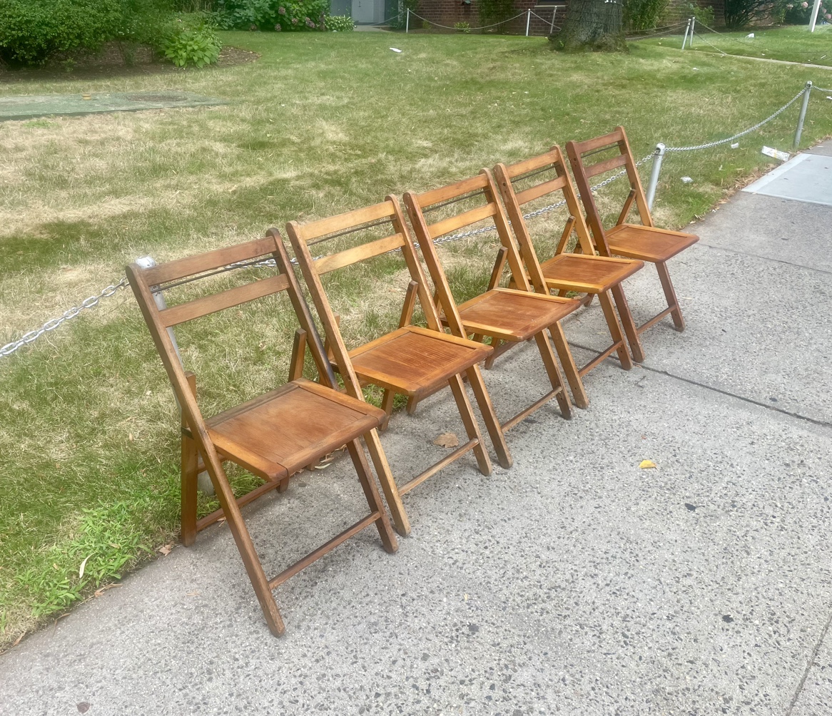 Set of 5 MCM Natural Solid Wood Folding Chair