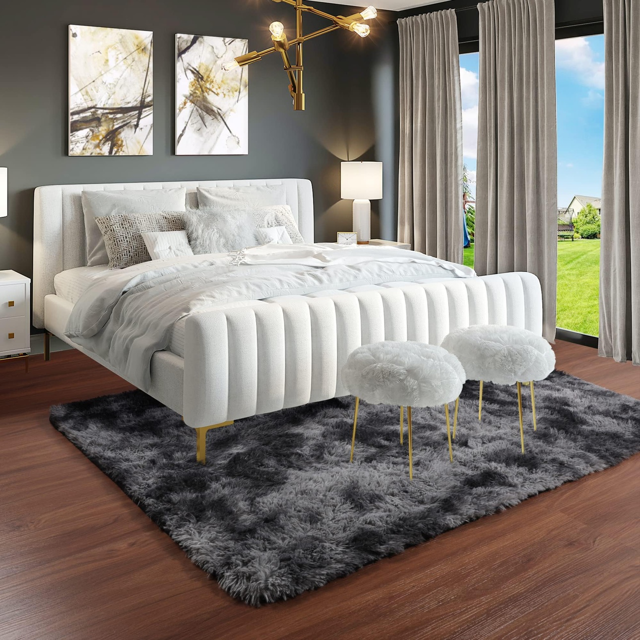Area rug Grey Fluffy and Soft 4 feet by 6 feet washable - photo 2