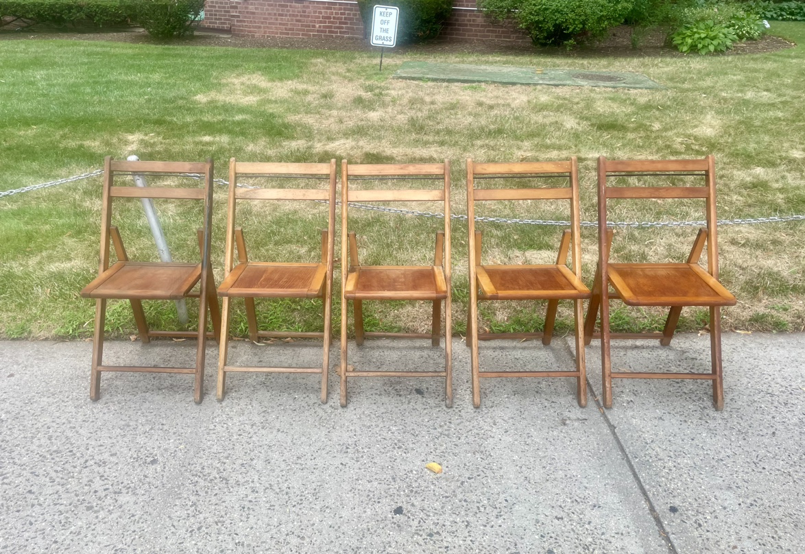 Set of 5 MCM Natural Solid Wood Folding Chair - photo 3