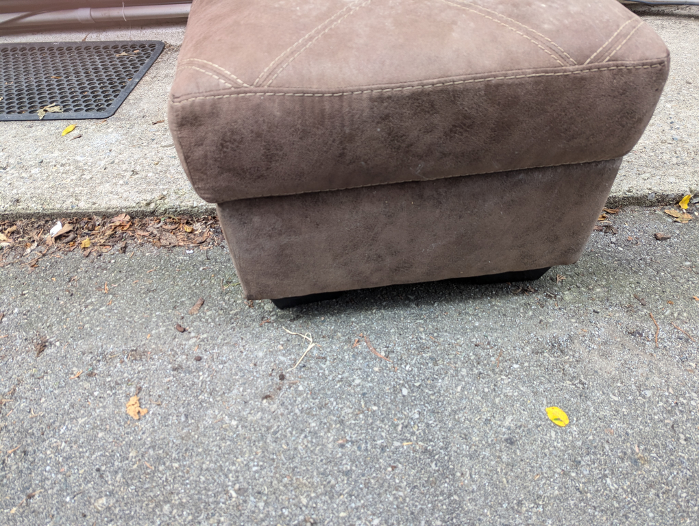 beige suede ottoman with storage - photo 2