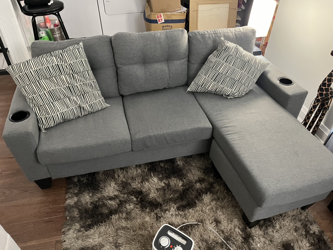 L shape reversible sofa with cup holders