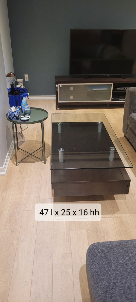 glass top coffee table with storage