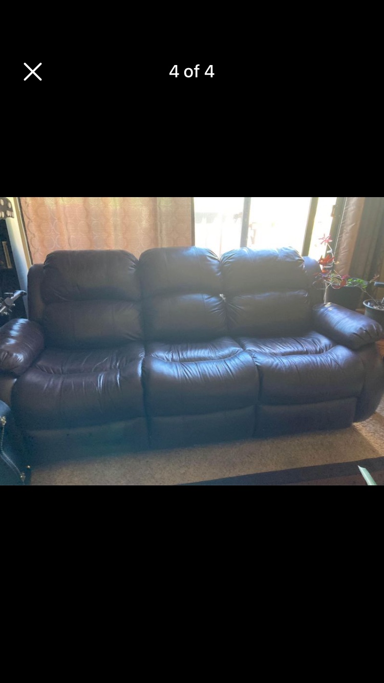 Leon’s leather sofa & loveseat.