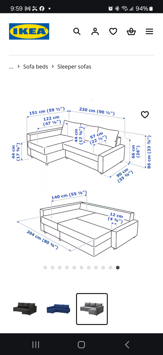 ikea sectional sofa bed couch - photo 4