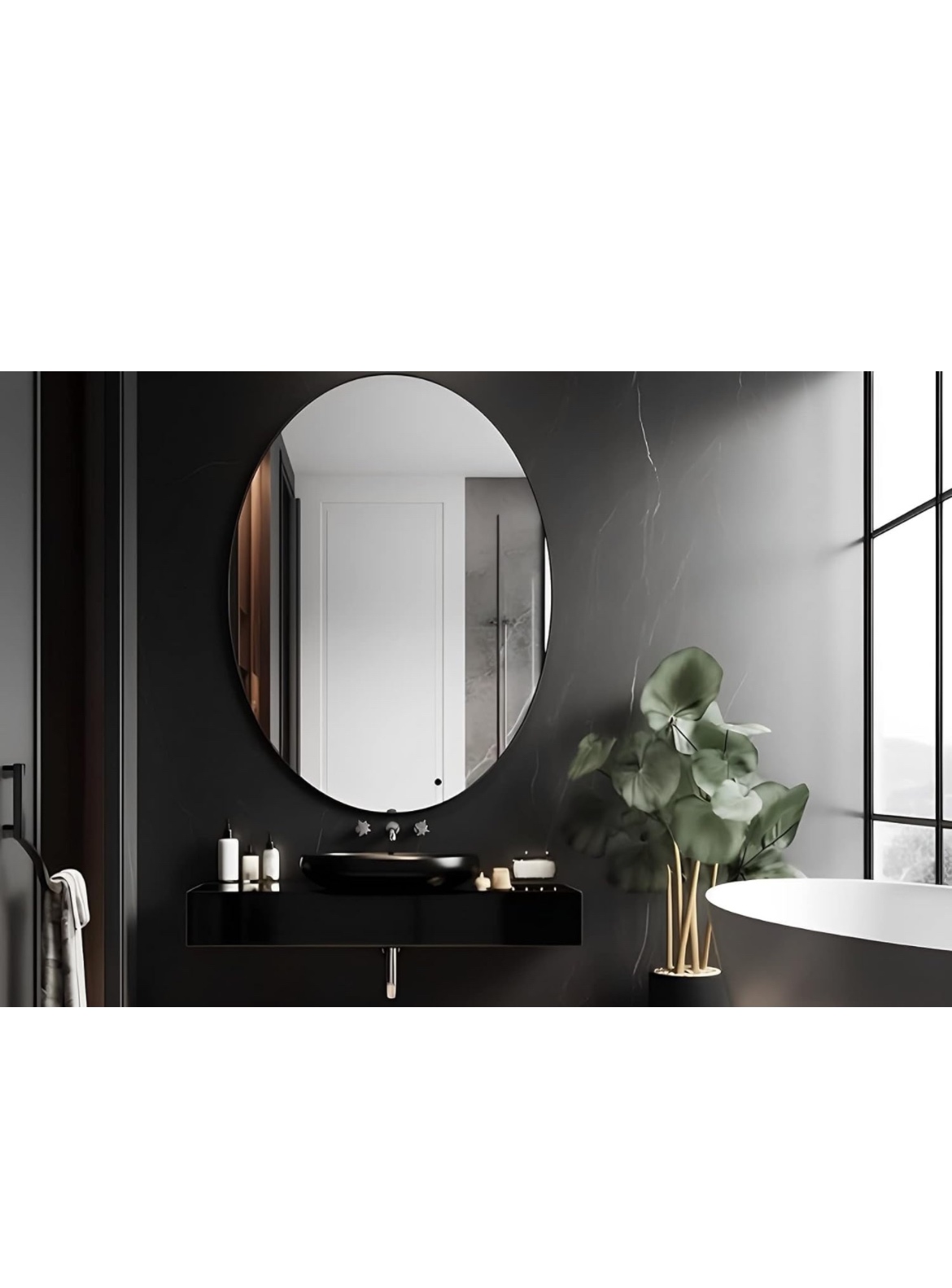 Oval Wall Mirror for Entryway, Living Room, Bedroom