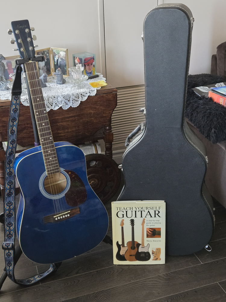 Acoustic Guitar with case and stand