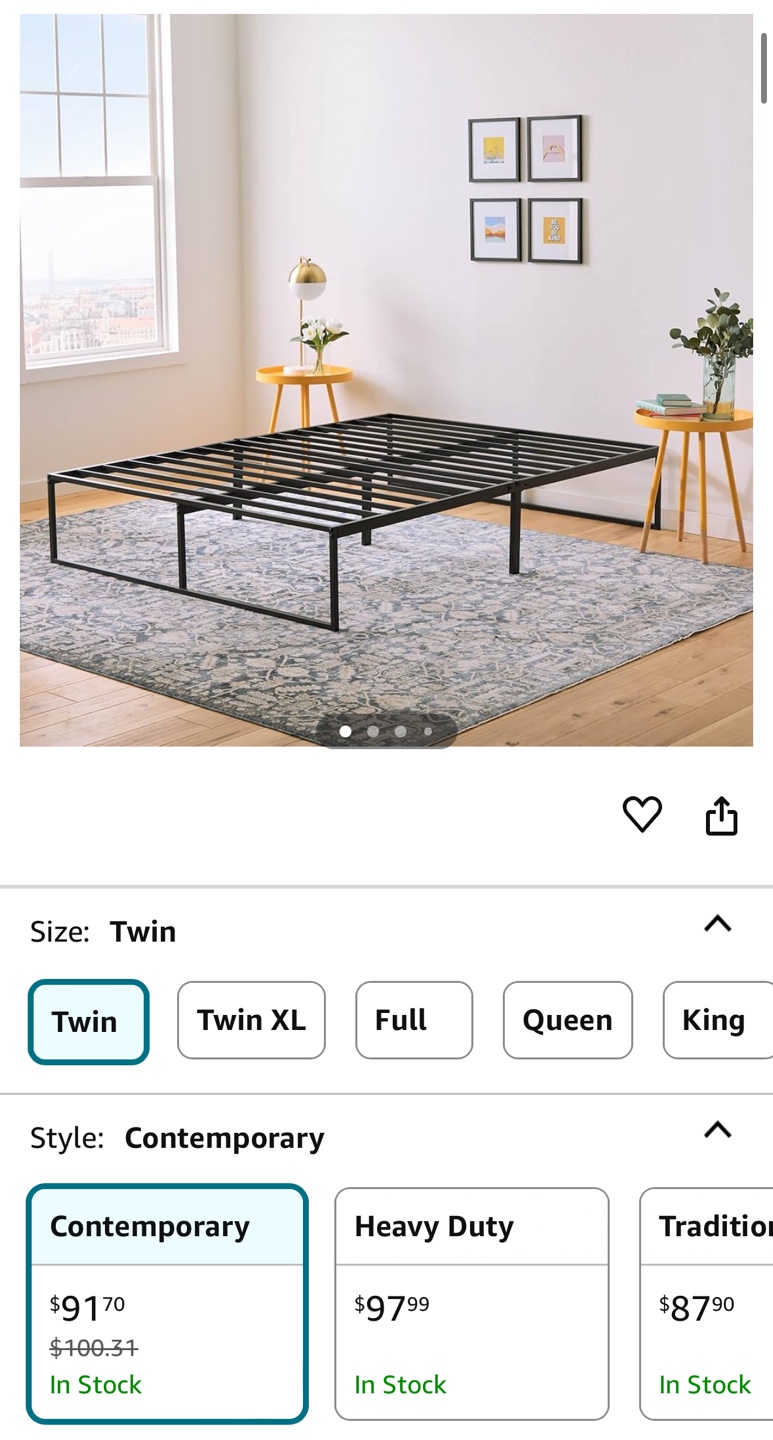 Twin Metal Bed Frame (+mattress) Moving sale! thumbnail