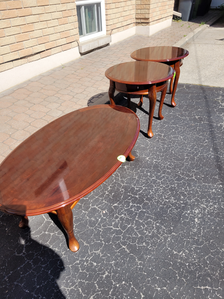 Wood coffee table and end tables - photo 3