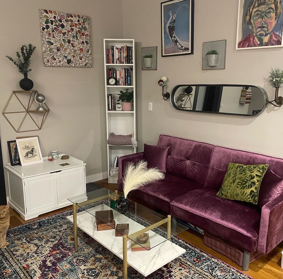 75” purple loveseat