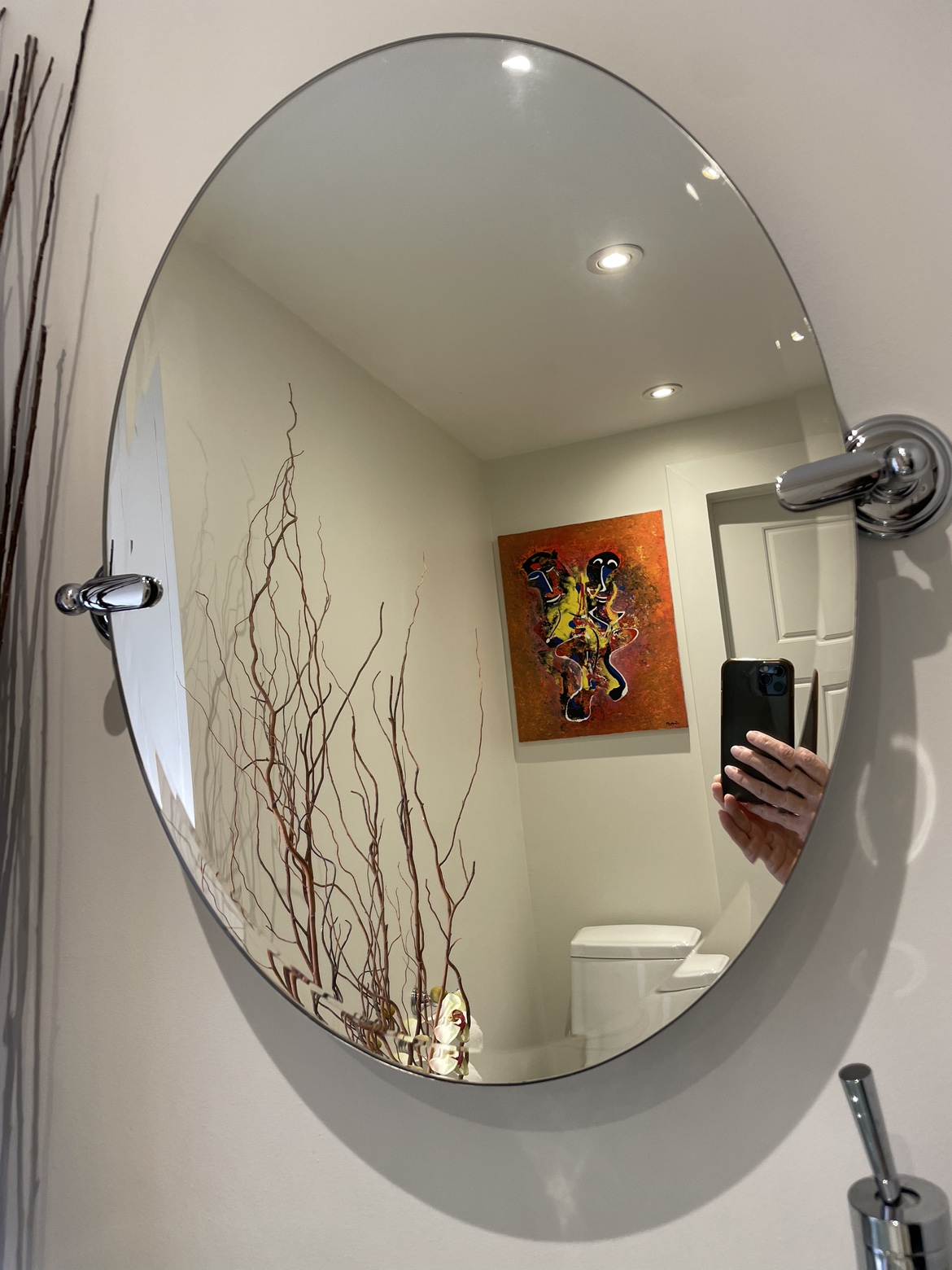 Oval mirror - tilts to adjust view thumbnail