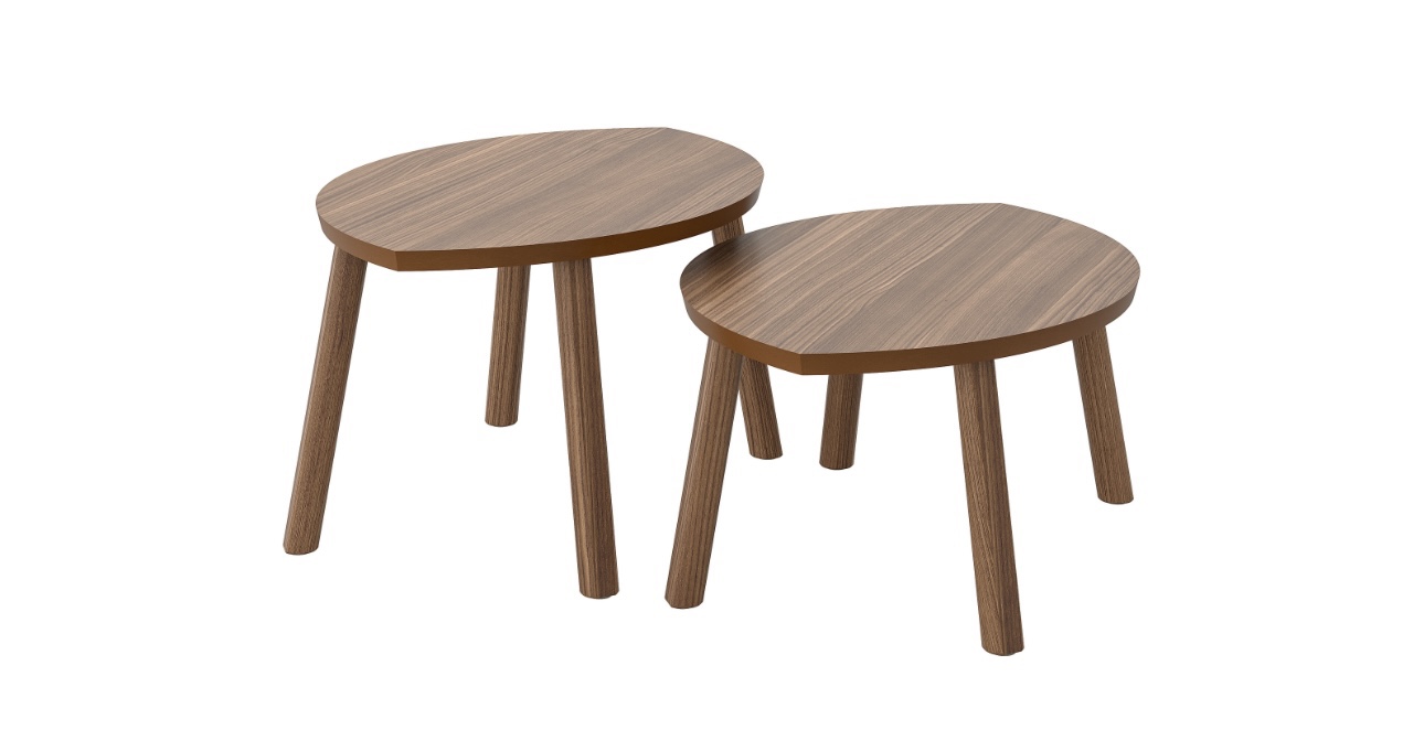 Nesting tables, set of 2, walnut veneer - photo 3