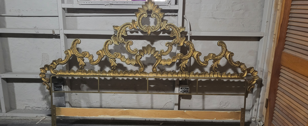 1960s Rococo Style Italian Gold Gilt Metal King Headboard - photo 2