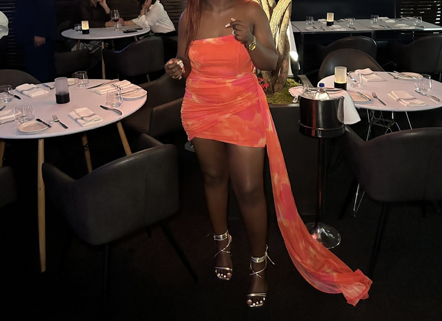 Madelyn draped mini dress- Orange - photo 3