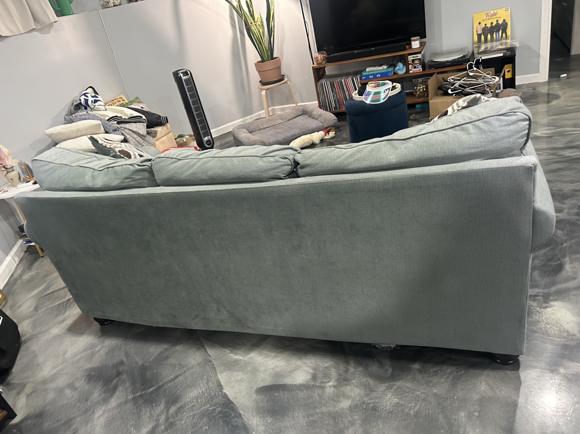 Teal Couch with two Pillows - photo 2